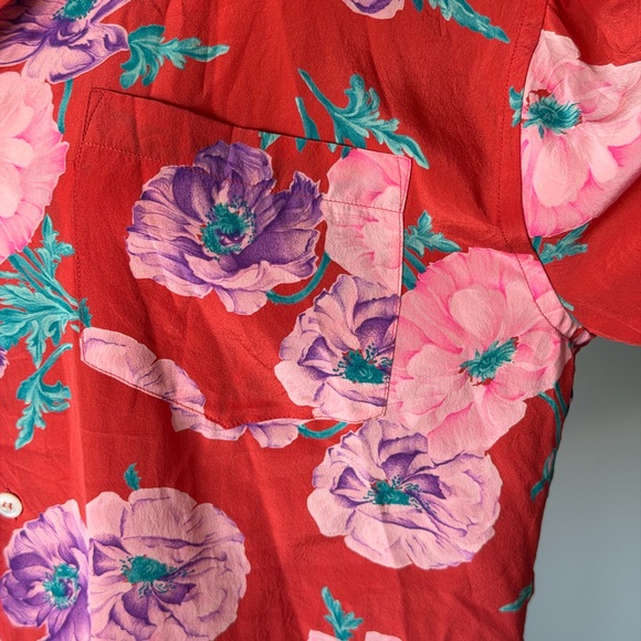 Vintage Ralph Lauren Silk 🌸Floral🌺 Shirt Made in Italy -12 - Picture 4 of 12